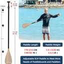 SUP Paddleboard Paddle, Adjustable Stand-Up Paddle Board Paddle | Premium Fiberglass Shaft and Enhanced PP Blade, 66-82" (170-210 cm)