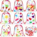 Honoson 24 Pcs Paint Party Bags 5 x 7 Inch Small Art Gift Bags Paint Treat Candy Drawstring Package Art Themed Goodie Favor for Drawing Splatter Paintbrush Birthday Party Decor Baby Shower Supplies