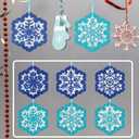 Epakh 24 Sets Snowflakes Crafts Kit Winter Snowflakes Tissue Paper Crafts Kit Christmas Decorations Make Your Own Xmas Tree Hanging Ornament for Holiday Party DIY Home Activities (Dark and Light Blue)