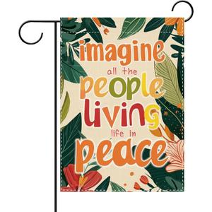 2 x Imagine All The People Living Life in Peace Decorative Garden Flag