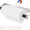 Magnetic Paper Towel Holder for Fridge, Stable Self-Adhesive Aluminum Paper Towel Holder Wall Mount for Kitchen Cabinet, Refrigerator, Bathroom, Garage, Pantry, Living Room, RV Storage, Silver