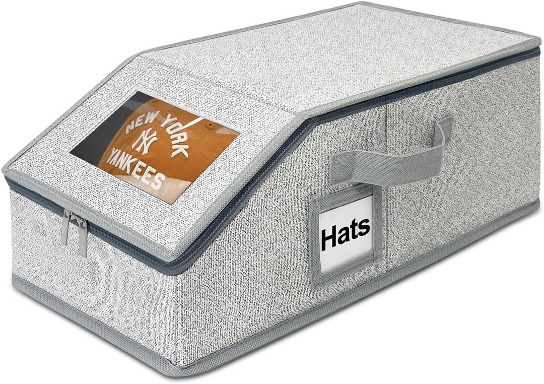 Stackable Baseball Cap Organizer for Closet, Holds 24 Hats Each  Hat Storage Boxes with Cardboard Support, Snapback & Fitted Cap Holder, Space-Saving Hat Rack for Men, Grey (Casual, Pack, 1)