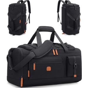 Gym Bag for Men and Women with Shoe & Laptop Compartment, 3-in-1 Sports Travel Duffel Bag Anti-Theft Weekender Carry-On Backpack for Airplane & Workout, Overnight Travel Bag,35L (Black, Medium)