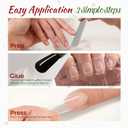 Fall Press on Nails Medium Square Fake Nails Glitter Gold False Nail Burgundy and Maple Leaves Design Autumn Full Cover Gel Artificial Nails Stick on Nails for Women Girls 24 PCS