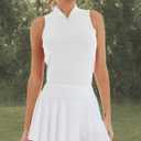 LastFor1 Women's Golf Polo Sleeveless Shirt Zip-Up UPF 50+ UV Protection Athletic Tops Slim Fit Quick Dry Lightweight (White, S)