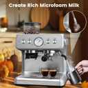 Espresso Machine with Built-in Grinder,Professional 15 Bar Espresso Maker with Milk Frother Steam Wand,Stainless Steel Espresso Coffee Machine with Removable Water Tank for Cappuccino, Latte
