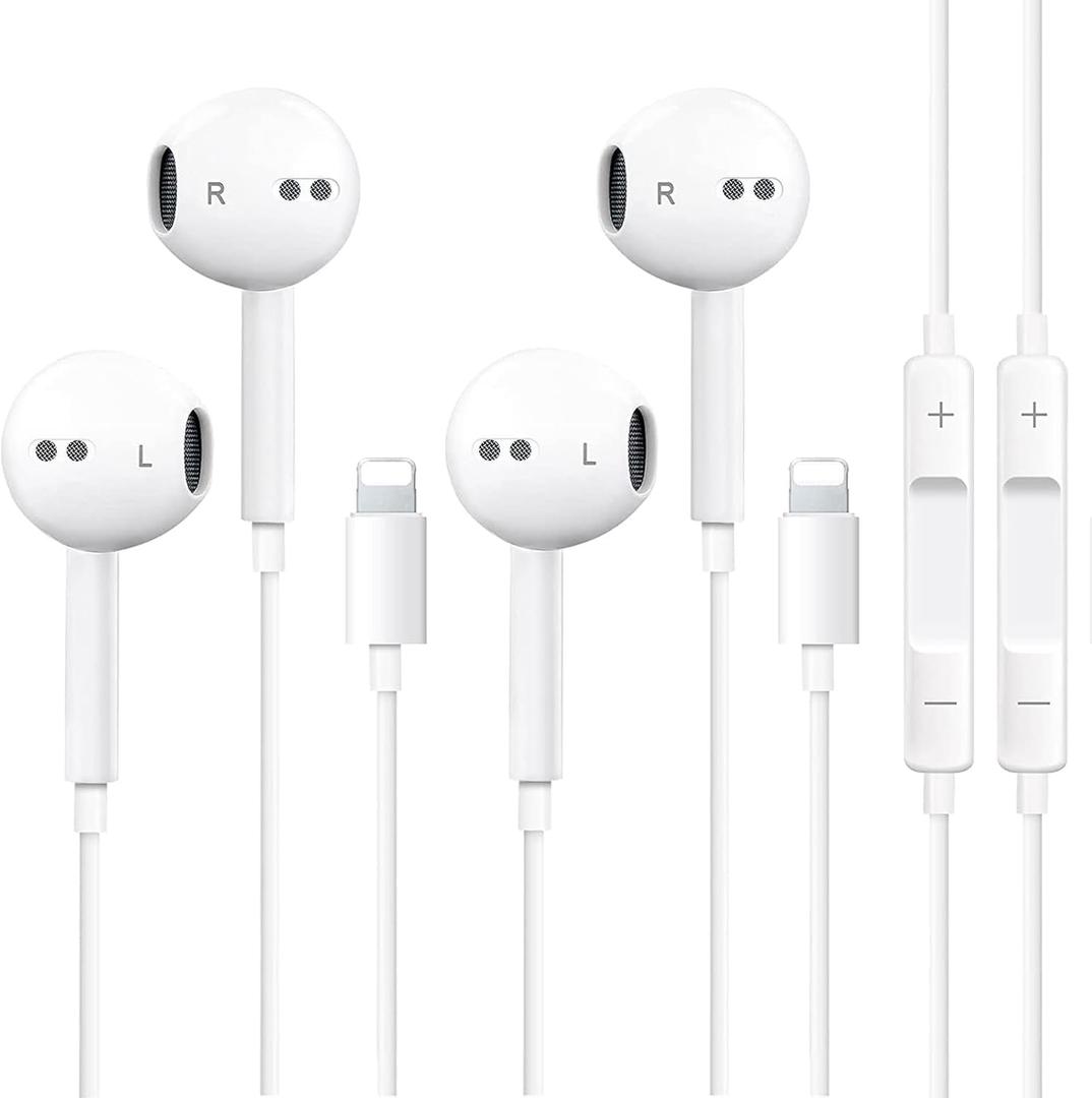 2 Pack Wired Headphones for iPhone,Earbuds Earphones Built-in Microphone & Volume Control,Compatible with iPhone 14/13/12/11/XR/XS/X/8/7/Pro/Pro Max..