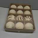 3.15INCH Beige Velvet Ornaments for Christmas Tree, 12PCS Glitter Flocked Christmas Ornaments Decorations Balls Set Decor