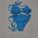 Bikinis Swimsuit Set for Women Swimwear Triangle Bathing Suit Tie String Thong (Large, Blue)