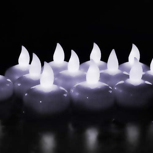 Novelty Place 18Pcs Waterproof Flameless Floating Tealights, LED Floating Candles Cool White Flickering Tea Lights - Battery Operated Candles Decoration for Wedding, Christmas, Party, Pool, Pond