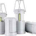 Lichamp LED Camping Lantern, 4 Pack Battery Powered Flashlight for Power Outages, Portable Collapsible Hanging Light Essential for Home, Outdoor, Emergency Lamp Survival Kit Gear for Hurricane, B4LW (White (Glow-in-the-Dark))