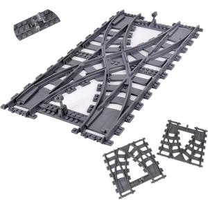 City Train Track Building Block Accessories, Train Track Accessories and Railway Track Expansion are Compatible with All Major Brands (Two Way Track Change)