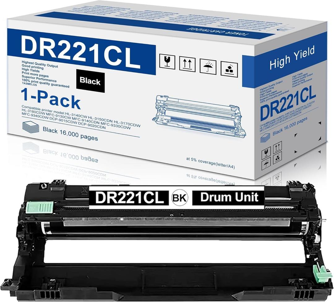 DR221CL Drum Unit 1 Pack Replacement for Brother DR221 DR-221CL Drum Unit for MFC-9340CDW MFC-9330CDW MFC-9140CDN HL-3140CW HL-3150CDN MFC-9130CW HL-3170CDW Printer ( DR221CL Black )