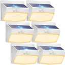 Peasur 6 Packs Solar Outdoor Lights Motion Sensor, Solar Security Lights Waterproof with 3 Lighting Modes Solar Powered Wall Lights Outside for Garden Fence Yard Deck, Warm White