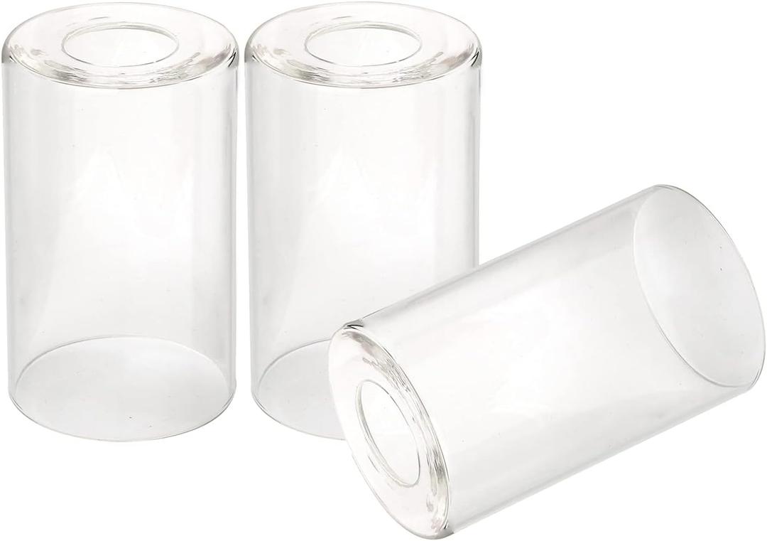 3 Pack Clear Glass Shade, Cylinder Light Fixture Replacement Globe or Cover with 1-5/8-Inch Fitter for Chandelier Wall Sconce Pendant Light, G0072