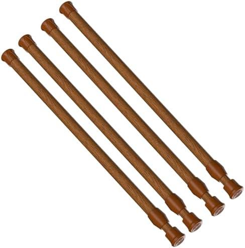 AIZESI Spring Tension Curtain Rod Short Tension Rod（Wood,28"-48"-3Pcs)