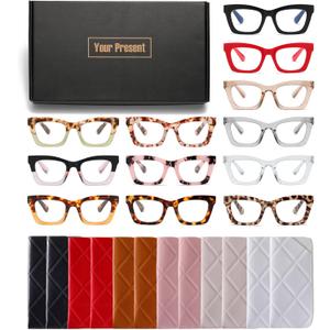 FSRTEP Oprah- Readers for Women - 12 Pack Stylis Style Reading Glasses with Blue Light Blocking and Spring Hinge 12 MIX, +1.75