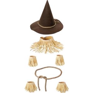 Scarecrow Costume Accessories Adults,Scarecrow Hat with Raffia Straw Kit,Halloween Costume Women Men