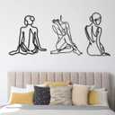 Photect 3 Pcs Metal Wall Art Decor Minimalist Abstract Woman Wall Art Metal Modern Line Drawing Decor Female Single Line Home Hanging for Bedroom Bathroom Living Room Christmas Housewarming(Vintage)