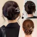 3PCS French Bow Twist Hair Pins for Women,Vintage U Shaped Black Silver Gold Metal Hair Forks for Long Thick Hair,2 Long Prong Chignon Hair Sticks for Bun,Large Cute Long Hairpins for Updos