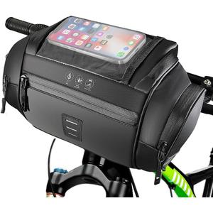 WOTOW Bike Front Handlebar Bag - Large Reflective Bicycle Handlebar Basket Bags Waterproof Storage Pannier for Bike Touchable Transparent Phone Holder Pouch for Men Women Road MTB Outdoor Cycling 4.8L WOTOW Bike Front Handlebar Bag - Large Reflective Bicycle Handlebar Basket Bags Waterproof Storage Pannier for Bike Touchable Transparent Phone Holder Pouch for Men Women Road MTB Outdoor Cycling 4.8L