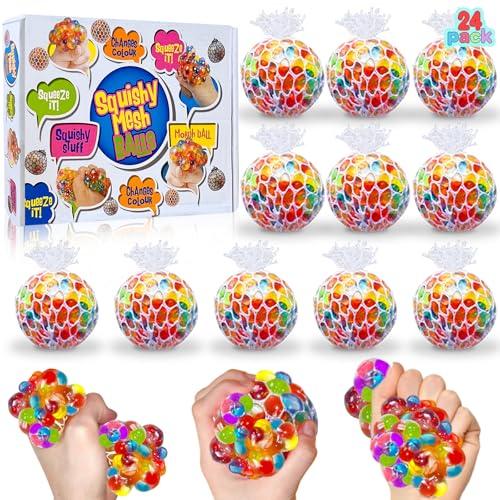 24 Pack Stress Balls Fidget Toys Easter Party Favors for Kids Adults School Class Birthday Gifts Squishy Toys,Easter Basket Stuffers Squeeze Balls Bulk and Fidget Balls to Relax,Goodie Bag Stuffers
