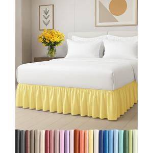 Bedskirt Queen Size Ruffle - 12 inch Drop Dust Ruffle Bed Skirt with Platform - Ultra-Soft, Easy Fit, Premium Hotel Quality - Wrinkle, Fade & Shrink Resistant - For Women, Men, Kids and Teens - Yellow