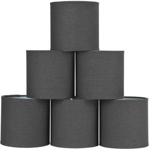 LAMPWELL MEMO Clip-on Chandelier Fabric Lamp Shades,Set of 6,Small Drum,5.2"5.2"H5.2",Linen, Handmade,Modern Trendy Decorative,ONLY FOR CANDLE BULB,Black
