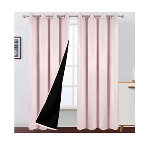 LEMOMO 100% Blackout Curtains 52 x 84 Inches Long Thermal Insulated Baby Pink Curtains with Black Liner Set of 2 Panels for Nursery Room