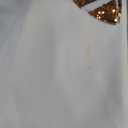 SeekMe Womens Game Day Sweatshirts Football Sequin Hoodies Tailgate Outfits Long Sleeve Zipper Sweaters with Pocket (Small, White)