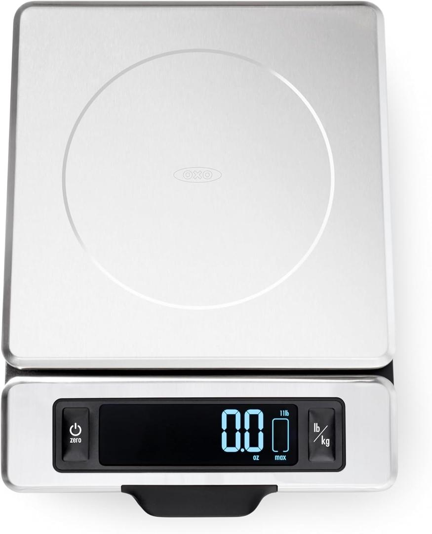 OXO Good Grips Stainless Steel Food Scale with Pull-Out Display, 11-Pound 