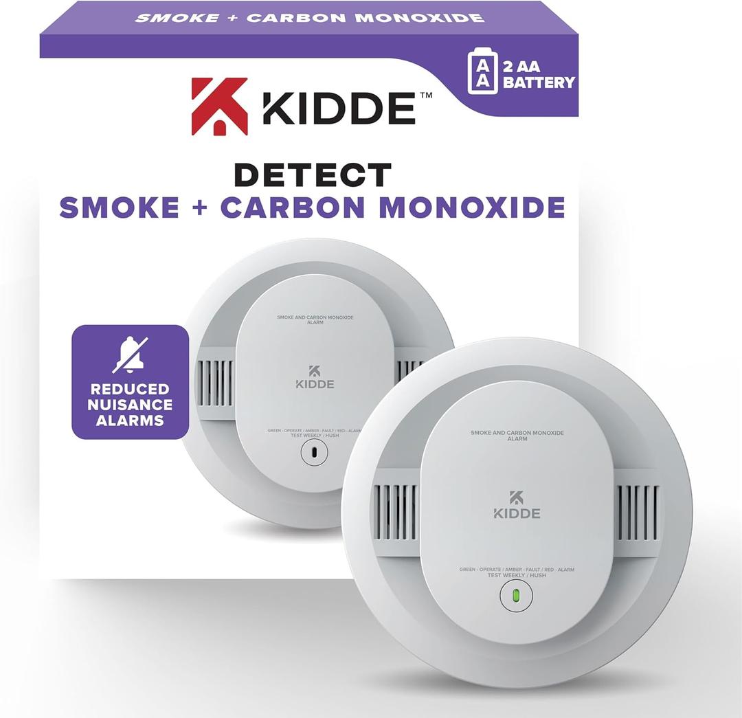 Kidde Smoke and Carbon Monoxide Detector, AA Battery Powered with LED Status Lights, 85 dB Alarm, 5 inches, 30CUDR, 1 Pack, EXP: 08/12/2035