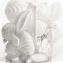 Christmas Ball Ornaments Shatterproof Plastic Tree Ornaments 24 PCS Shaped Styles Xmas Tree Holiday Decor, White