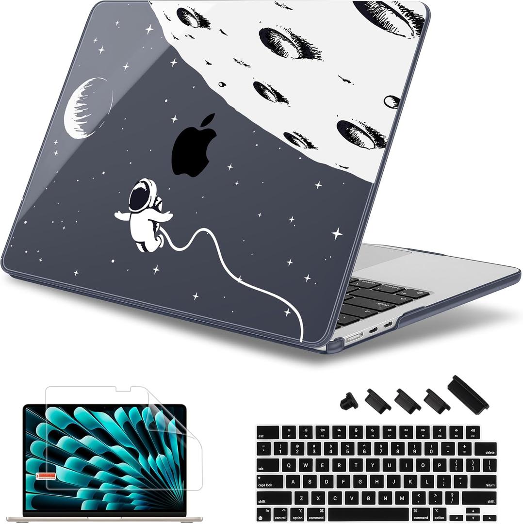 May Chen Compatible with M4 MacBook Air 15 inch Case 2025 2024 2023 A3241 A3114 M3 A2941 M2 with Liquid Retina Display & Touch ID, Plastic Hard Shell with Keyboard Cover - Astronaut Flight