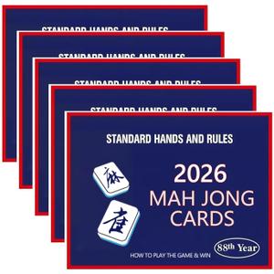 5Pcs Mahjong Cards 2026 Official Revision for 2026-2027 Season, American Mah Jongg Large Print Easy to Read Rule Guide, Perfect for Game Nights & Parties