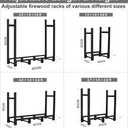 Gardeny 4 Ft Adjustable Heavy Duty Fire Wood Firewood Log Rack with Cover, Waterproof 600D Oxford Fabric Cover, Wood Rack and Cover Combo Set Outdoor wood Stacking Log Holder, All Weather Protection