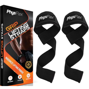 Grip Lifting Straps for Weightlifting and Strength Training, Premium Cotton and Padded Wrist Wraps, Gym Deadlift for Men & Women (Black, 1-Pair) (2 Pcs)