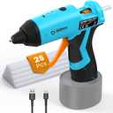 Cordless Hot Glue Gun, GoGonova 15s Fast Preheating 5Ah Built-in Battery Hot Melt Glue Gun, Smart Power-Off, Kit with 25 Pcs Premium Mini Glue Sticks and USB-C Charging Port (Blue)