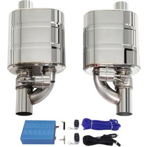 Valved Muffler Kit, Perfommance Exhaust Muffler Normally Closed Vacuum Valve Cutout Single Inlet Single Outlet