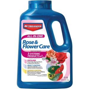 BioAdvanced All-In-One Rose and Flower Care I Granules - Fertilizer, Insect Control & Disease Control - Prevents Pests and Diseases - Up to 6 Weeks Protection - 4 lb Bottle