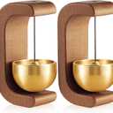 Zonon 2 Pcs Shopkeepers Bell for Door Opening Magnetic Shopkeepers Bell C Shape Door Open Chime for Refrigerator Room Garden Restaurant Housewarming Gift (Black Walnut)