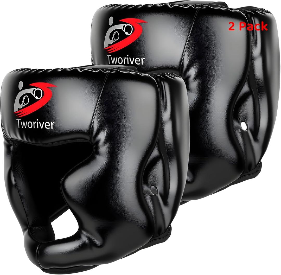 Boxing Headgear for Kids & Men & Youth 2 Pack, Full Face MMA Sparring Helmet with Adjustable Protection, Boxing Face Mask for Boys Gift Ages 812, Muay Thai, Martial Arts Training