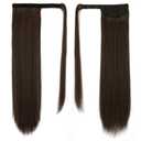 BARSDAR Chocolate Brown Straight Wrap Ponytail Extension - 20 Inch Long Straight Wrap Around Ponytail Hair Extensions for Women, Synthetic Clip in Brown Pony Tails Hairpieces Daily