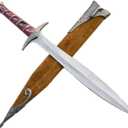 | Legendary Adventurer's Sword | Medieval Styled Authentic Steel Sword | Hand-Crafted Engraved J2 Steel Sword with Leather Cover | Wall Mounting Scabbard Included