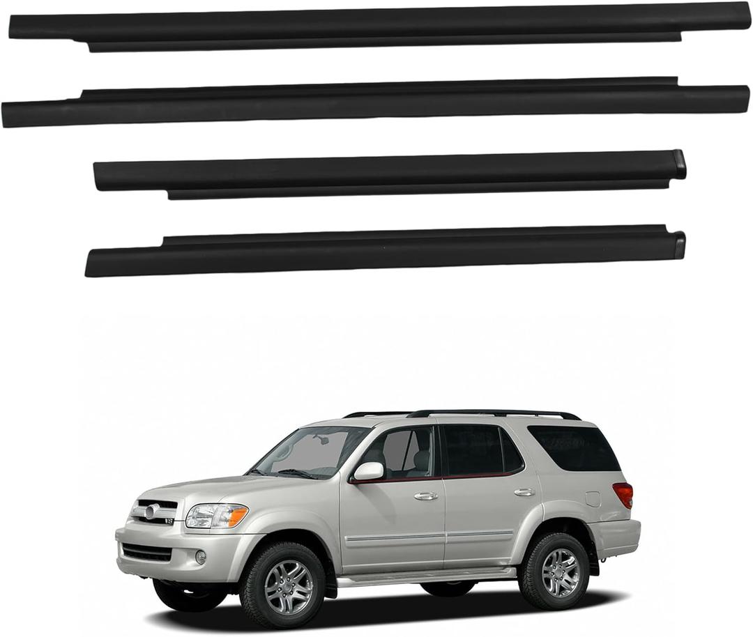 4Pcs Window Moulding Trim Weatherstrip Window Seal Compatible with 2001 2002 2003 2004 2005 2006 2007 Toyota Sequoia Replaces 75710-0C010 75720-0C010 8757100C010 757200C010