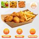 300 Pack 2LB Paper Food Trays, Heavy-Duty Disposable Kraft Paper Food Boats, Serving Basket Tray for Fries Nachos Snacks Hot Dog Taco Popcorn,Food Holder Trays for BBQ Party Picnic Wedding, 14.8" x 6.7" x 5.3"