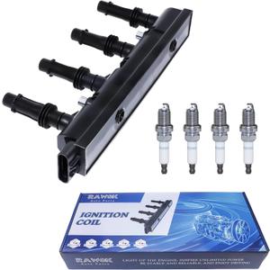 Ignition Coil UF669 and 4 Double Iridium Spark Plugs 1675 Compatible with 2011-2015 Chevy Cruze Limited 1.4L, 2012-2020 Sonic Trax 1.4L, 2013-2021 Buick Encore 1.4L, D521C PFR7S8EG 55577898