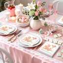 2 x 50PCS Easter Mahjong Party Cocktail Napkins, Pink Watercolor Bunny Mahjong Disposable Paper Beverage Napkins for Spring Holiday Dinner Wedding Baby Shower Birthday Party Supplies