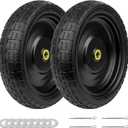4.00-6 Solid Tires and Wheels 13 Inch Flat-Free Replacement Wheels with 5/8 Axle Bore & 2.2 Offset Hub, Heavy-Duty 396LB Load for G orilla Carts, Wheelbarrows, Garden Trailers, 2 Pack