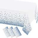 misaya 3 Packs Dot Disposable Table Cloth, 54 x 108 Inch Waterproof Plastic Tablecloth, Rectangle Navy Dots in White Table Covers for Picnic, Birthday, Party